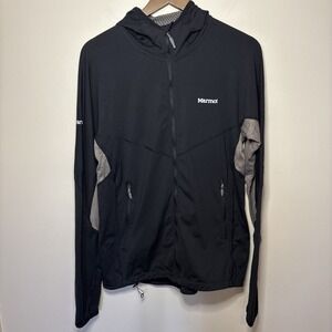 Marmot Men's Hooded Jacket Full Zip Black Medium‎ Hiking Running Outdoors